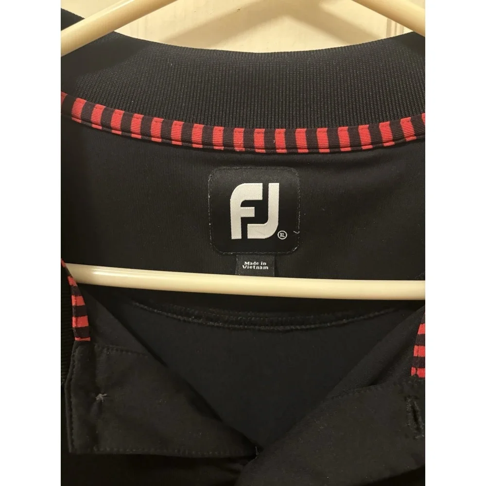 Footjoy Mens XL Golf Polo Short Sleeve Chicago Blackhawks Black‎ Patch